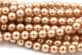 Czech Glass Pearl Coated Golden Champagne Beads 4mm, 6mm, 8mm